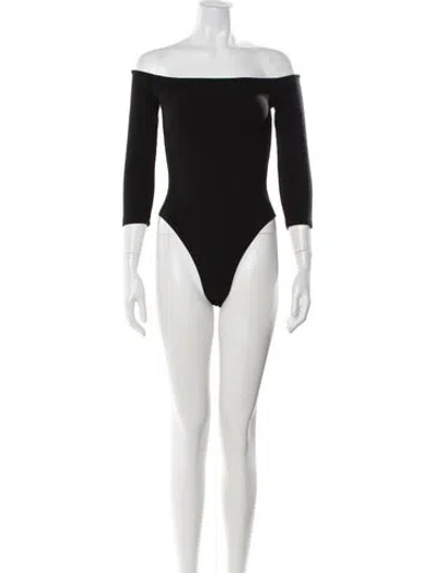 Pre-owned L'agence Off-the-shoulder Three-quarter Sleeve Bodysuit In Black