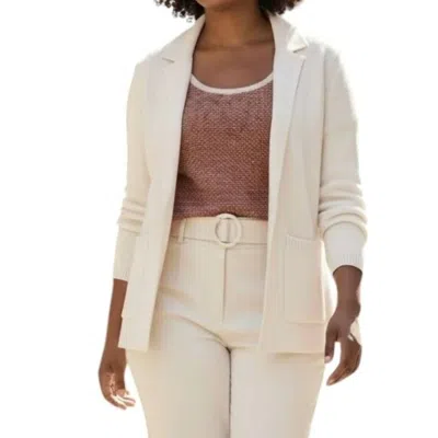 L'agence One Button Cotton Sweater With Collar In White