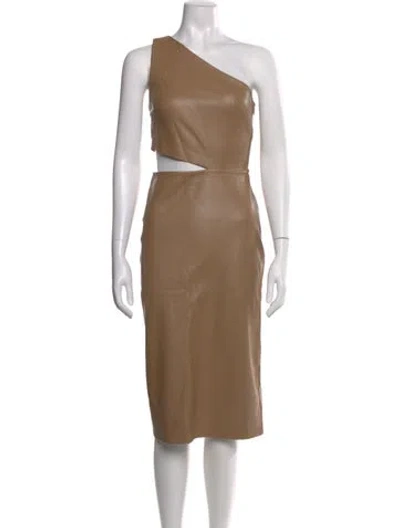 Pre-owned L'agence One-shoulder Knee-length Dress In Brown