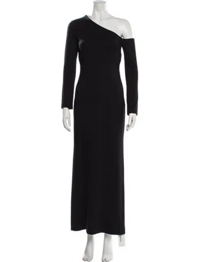 Pre-owned L'agence One-shoulder Long Dress In Black