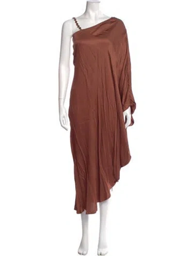 Pre-owned L'agence One-shoulder Long Dress In Brown