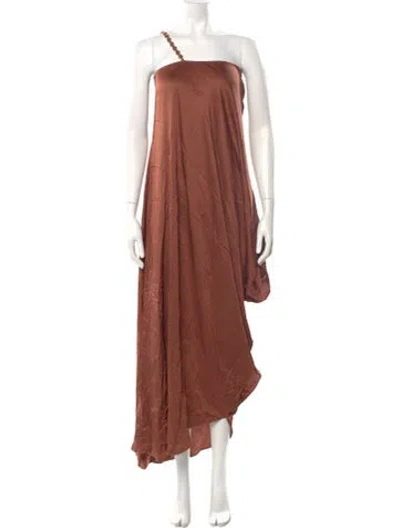 Pre-owned L'agence One-shoulder Long Dress In Brown