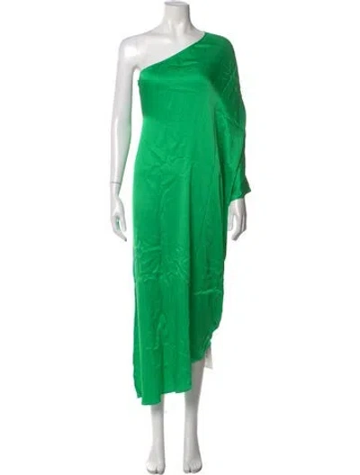 Pre-owned L'agence One-shoulder Long Dress In Green