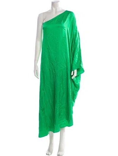 Pre-owned L'agence One-shoulder Midi Length Dress In Green