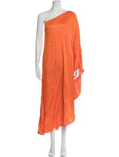 Pre-owned L'agence One-shoulder Midi Length Dress In Orange