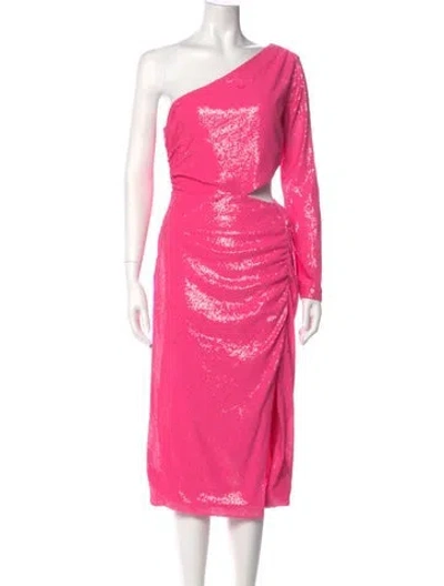 Pre-owned L'agence One-shoulder Midi Length Dress In Pink