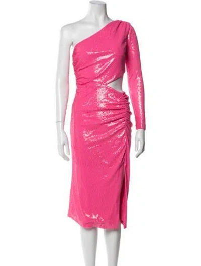 Pre-owned L'agence One-shoulder Midi Length Dress In Pink