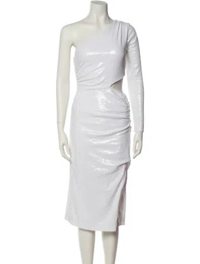 Pre-owned L'agence One-shoulder Midi Length Dress In White
