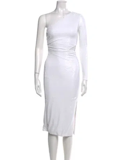 Pre-owned L'agence One-shoulder Midi Length Dress In White