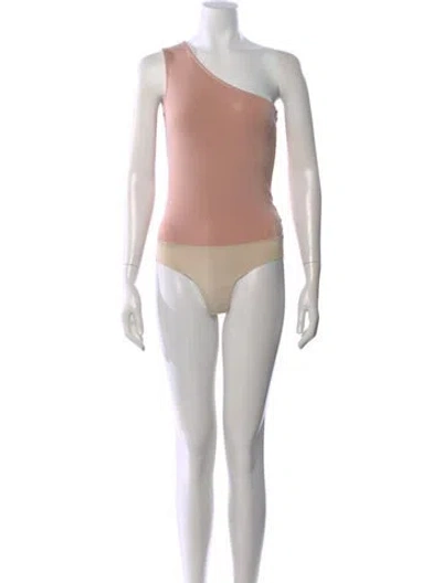Pre-owned L'agence One-shoulder Sleeveless Bodysuit In Neutral
