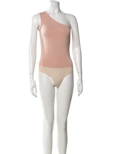 Pre-owned L'agence One-shoulder Sleeveless Bodysuit In Neutral