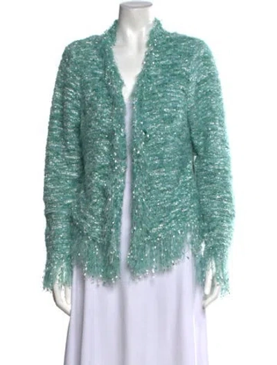 Pre-owned L'agence Open Front Sweater In Blue/green