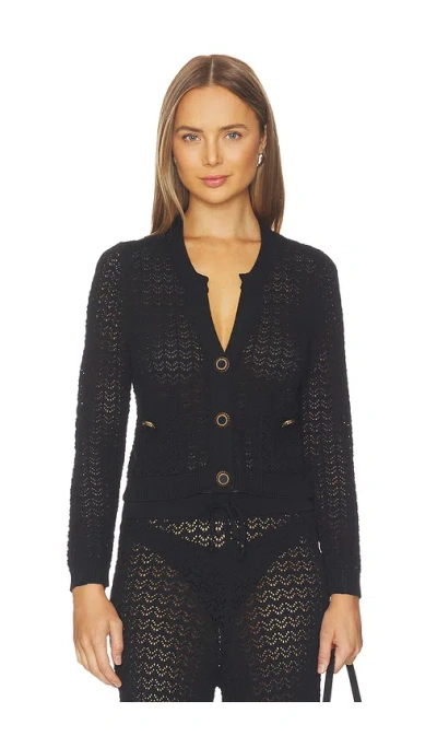 L'agence Orla Pointelle Knit Cardigan In Black