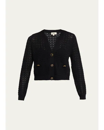 L'agence Orla Pointelle Knit Cardigan In Black