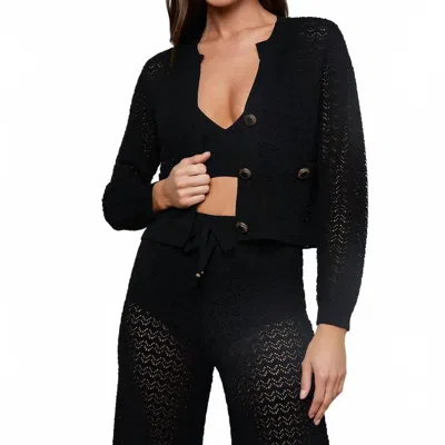 L'agence Orla Pointelle Knit Cardigan In Black/gold