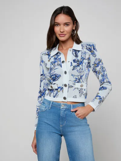 L'agence Osiris Jacquard Cardigan In Blue