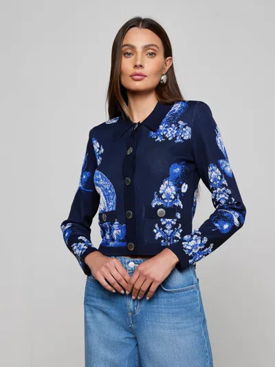 L'agence Osiris Jacquard Cardigan In Blue