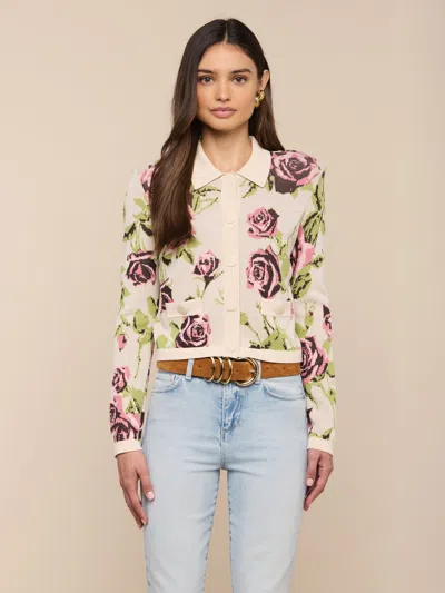 L'agence Western Toile Osiris Jacquard Cardigan In Gray