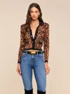 L'agence Osiris Jacquard Cardigan In Tan Multi Javan Leopard