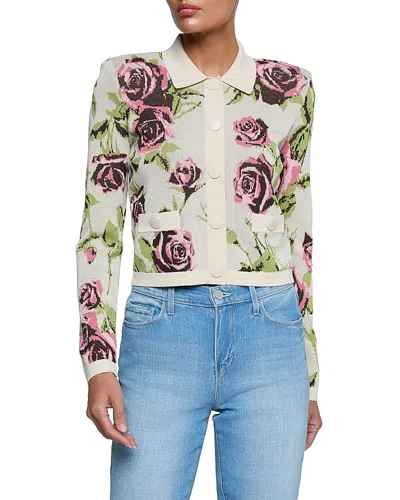 L'agence Osiris Jacquard Collared Cardigan In White
