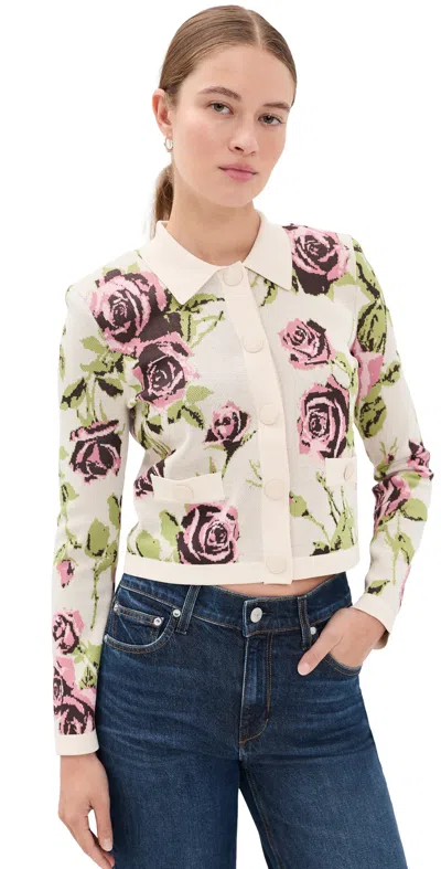 L'agence Western Toile Osiris Jacquard Cardigan In Gray