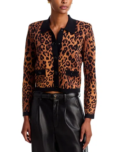 L'agence Osiris Jacquard Collared Cardigan In Brown