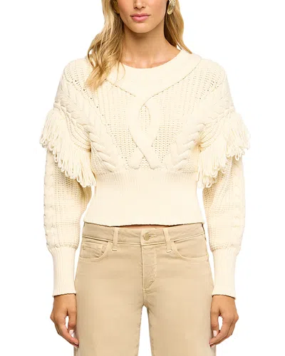 L'agence Ottavia Laced Back Cropped Cable Knit Sweater In White