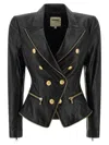 L'agence Ottilie Leather Blazer In Black