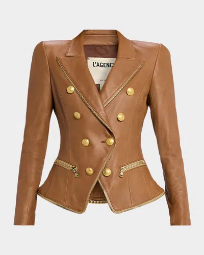 L'AGENCE OTTILIE LEATHER ZIP BLAZER