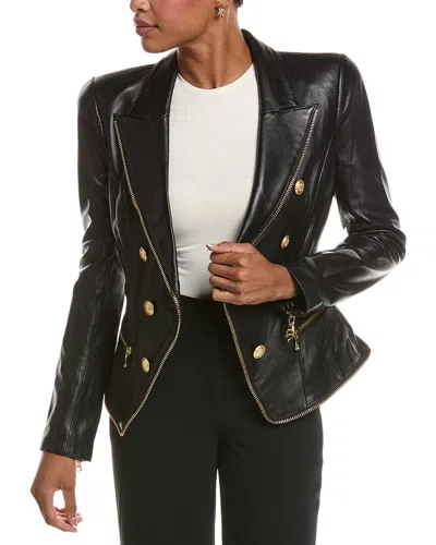 L'agence Ottilie Zip Leather Blazer