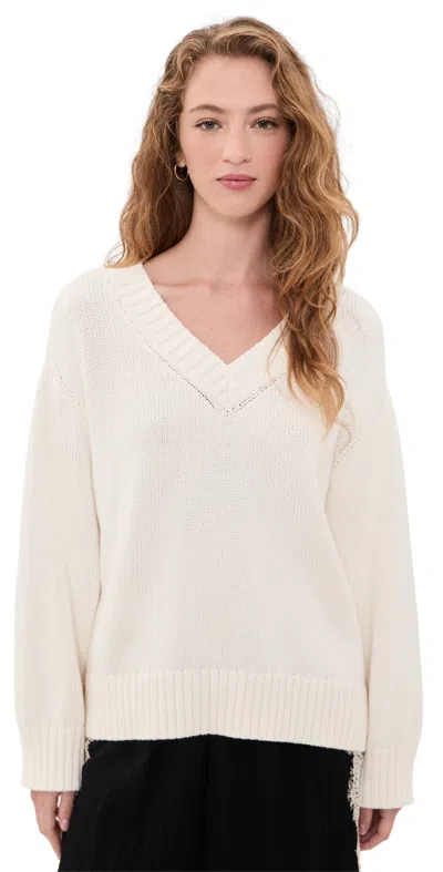 L'agence Oversized V Neck Pullover Ivory In Neutral