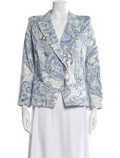 Pre-owned L'agence Paisley Print Blazer In Blue/white