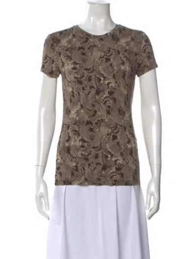 Pre-owned L'agence Paisley Print Crew Neck T-shirt In Neutral