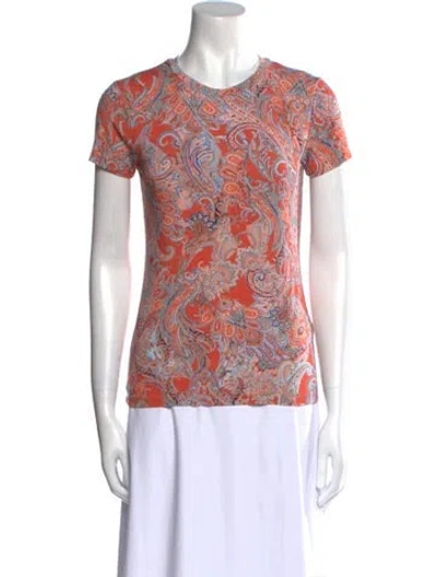 Pre-owned L'agence Paisley Print Crew Neck T-shirt In Neutral