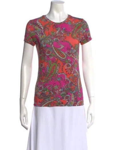 Pre-owned L'agence Paisley Print Crew Neck T-shirt In Pink