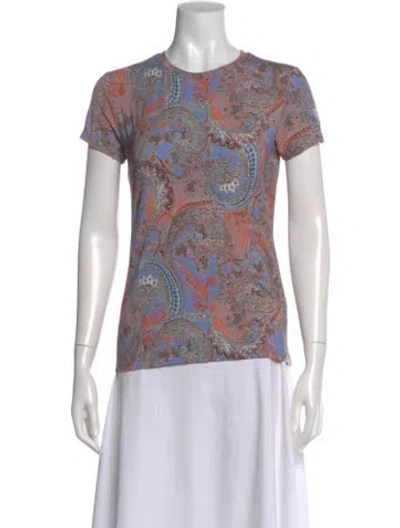 Pre-owned L'agence Paisley Print Crew Neck T-shirt W/ Tags In Neutral