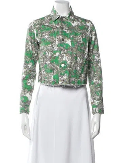 Pre-owned L'agence Paisley Print Evening Jacket In Green