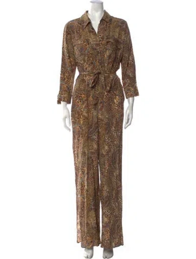 Pre-owned L'agence Paisley Print Jumpsuit In Neutrals
