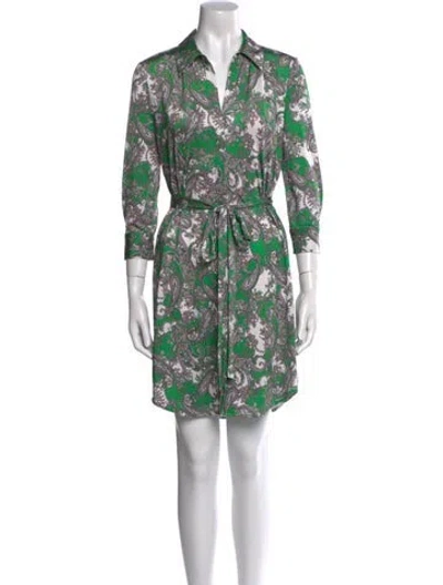 Pre-owned L'agence Paisley Print Knee-length Dress In Green