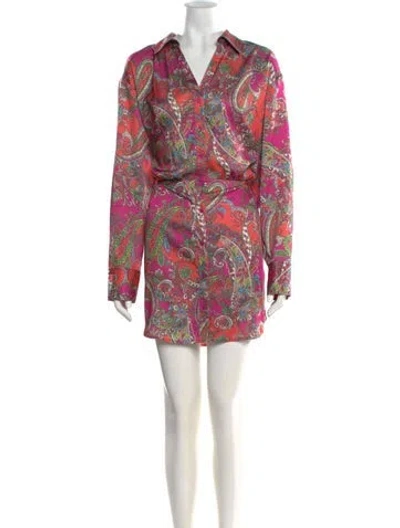 Pre-owned L'agence Paisley Print Knee-length Dress In Pink