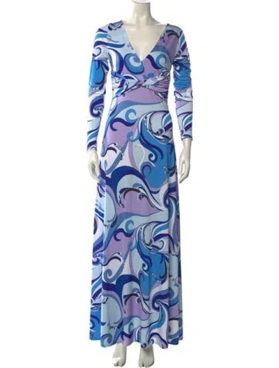 Pre-owned L'agence Paisley Print Long Dress In Blue