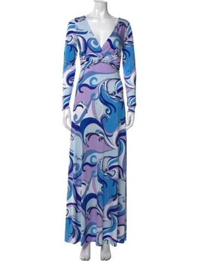 Pre-owned L'agence Paisley Print Long Dress In Blue