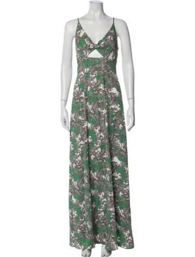 Pre-owned L'agence Paisley Print Long Dress In Green