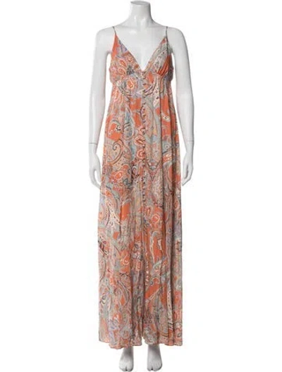 Pre-owned L'agence Paisley Print Long Dress In Multi