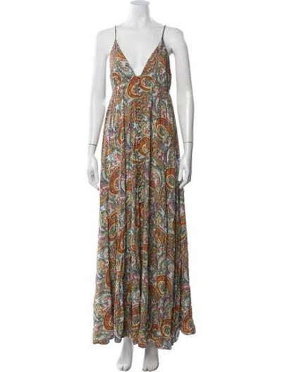 Pre-owned L'agence Paisley Print Long Dress In Multi