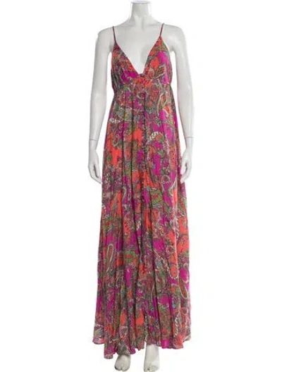 Pre-owned L'agence Paisley Print Long Dress In Pink