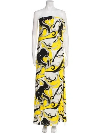 Pre-owned L'agence Paisley Print Long Dress In Yellow