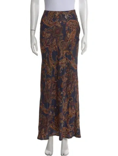 Pre-owned L'agence Paisley Print Long Skirt In Blue