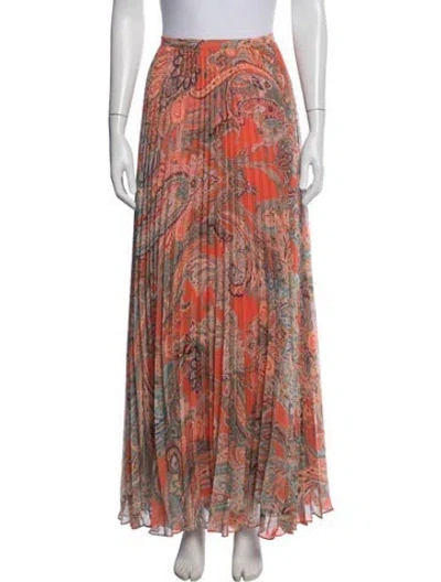 Pre-owned L'agence Paisley Print Long Skirt In Orange