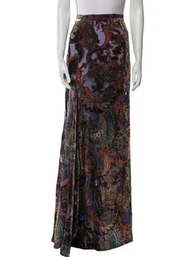 Pre-owned L'agence Paisley Print Long Skirt W/ Tags In Brown